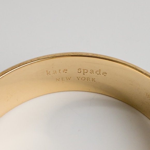 Kate Spade Enamel All Wrapped Up Bangle Cuff Bracelet Black White Enamel - Picture 7 of 9